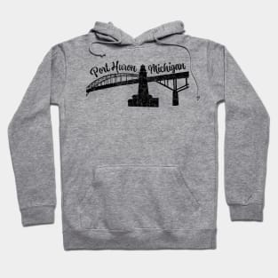 Dark Port Huron Bridge and Lighthouse Hoodie